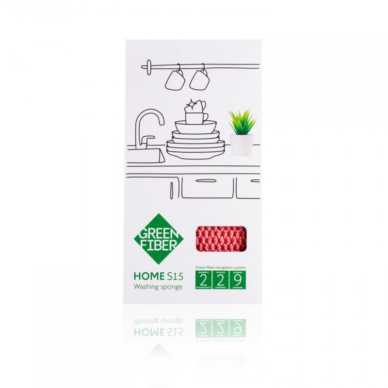 Green Fiber HOME S15, Губка для мытья посуды, коралловая